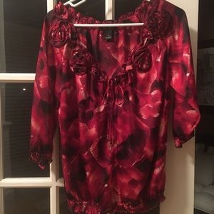 White House Black Market 3/4 Sleeve Silky Blouse